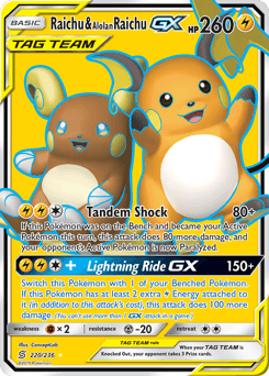 Raichu & Alolan Raichu GX #220 — Pokemon Unified Minds
