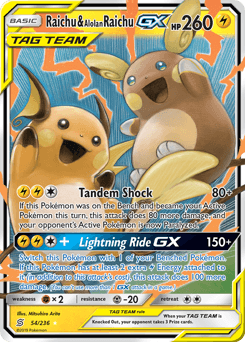 Raichu & Alolan Raichu GX #54 — Pokemon Unified Minds