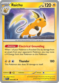 Raichu #19 — Pokemon Paldean Fates