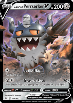 Galarian Perrserker V #129 — Pokemon Lost Origin