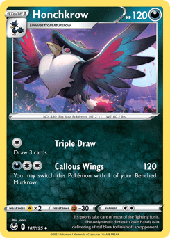 Honchkrow #107 — Pokemon Silver Tempest