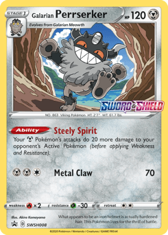 Galarian Perrserker [Staff] #SWSH008 — Pokemon Promo