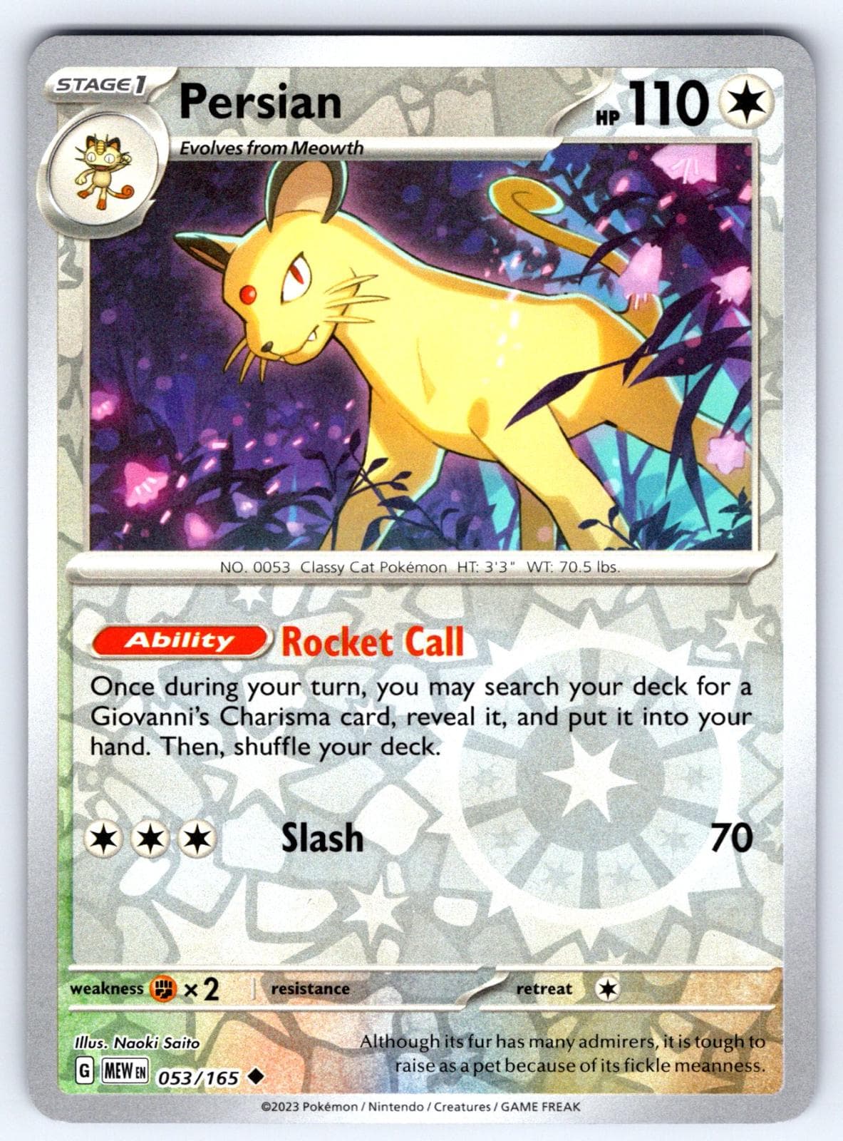 Persian [Reverse Holo] #53 — Pokemon Scarlet & Violet 151