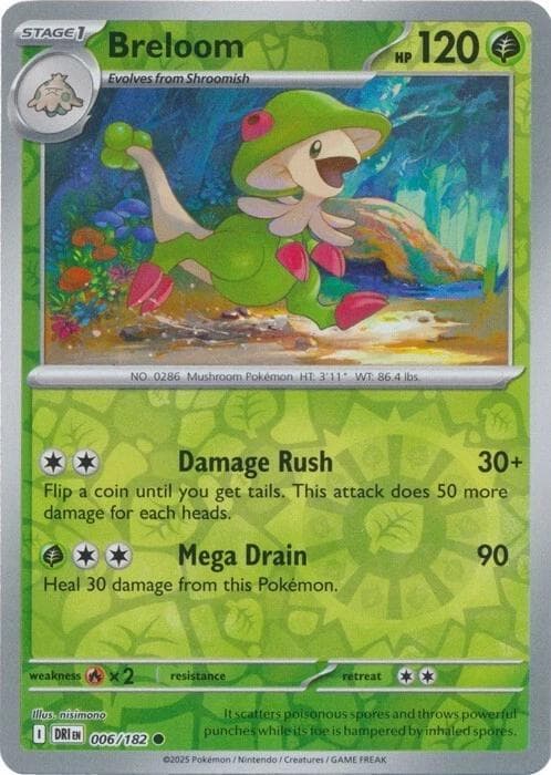Breloom [Reverse Holo] #6 — Pokemon Destined Rivals