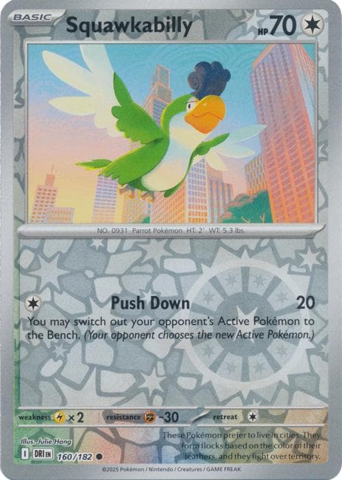Squawkabilly [Reverse Holo] #160 — Pokemon Destined Rivals