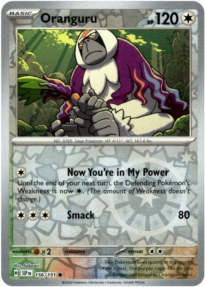 Oranguru [Reverse Holo] #156 — Pokemon Surging Sparks