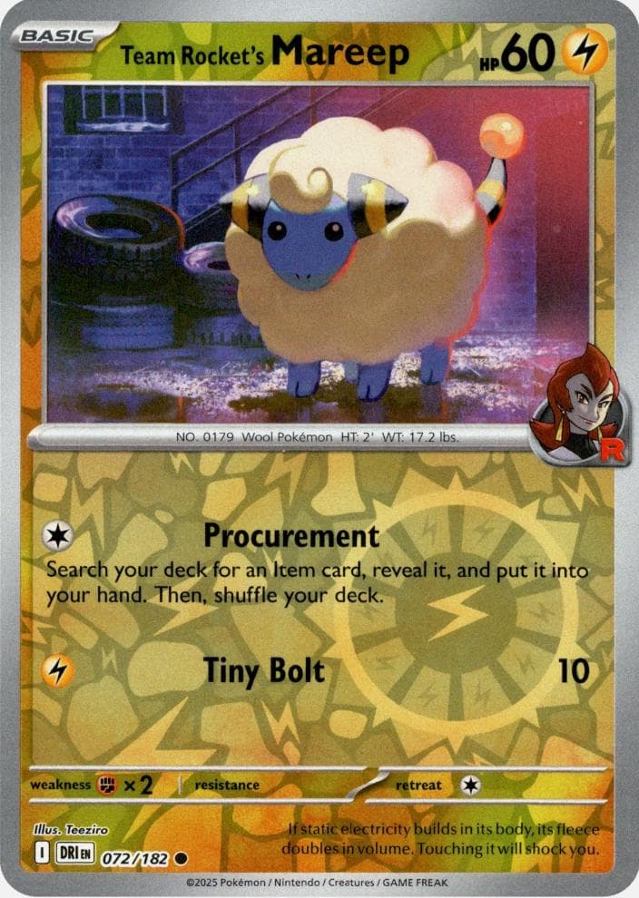 Team Rocket's Mareep [Reverse Holo] #72 — Pokemon Destined Rivals