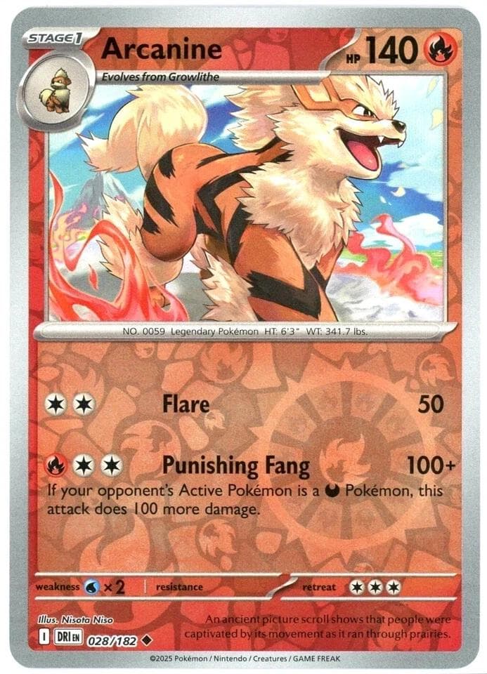 Arcanine [Reverse Holo] #28 — Pokemon Destined Rivals