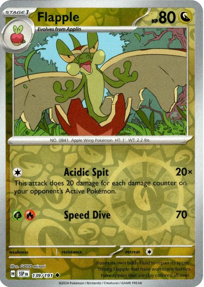 Flapple [Reverse Holo] #139 — Pokemon Surging Sparks