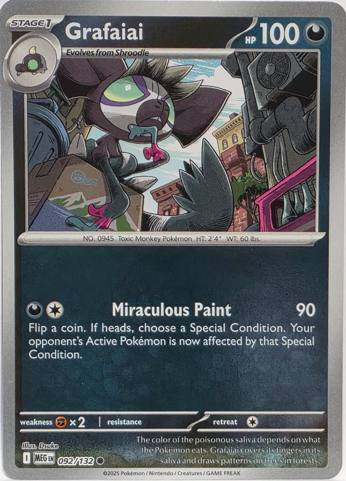 Grafaiai [Reverse Holo] #92 — Pokemon Mega Evolution