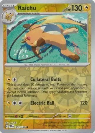 Raichu [Reverse Holo] #52 — Pokemon Temporal Forces
