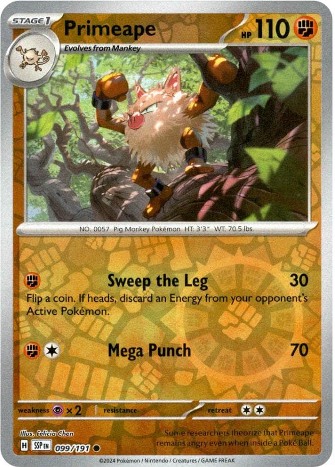 Primeape [Reverse Holo] #99 — Pokemon Surging Sparks
