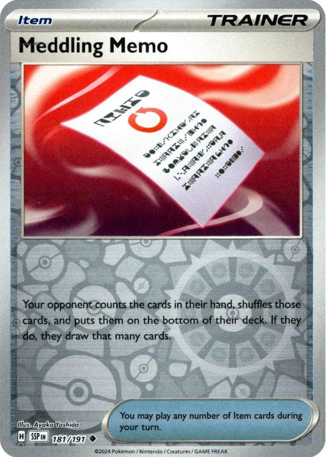 Meddling Memo [Reverse Holo] #181 — Pokemon Surging Sparks
