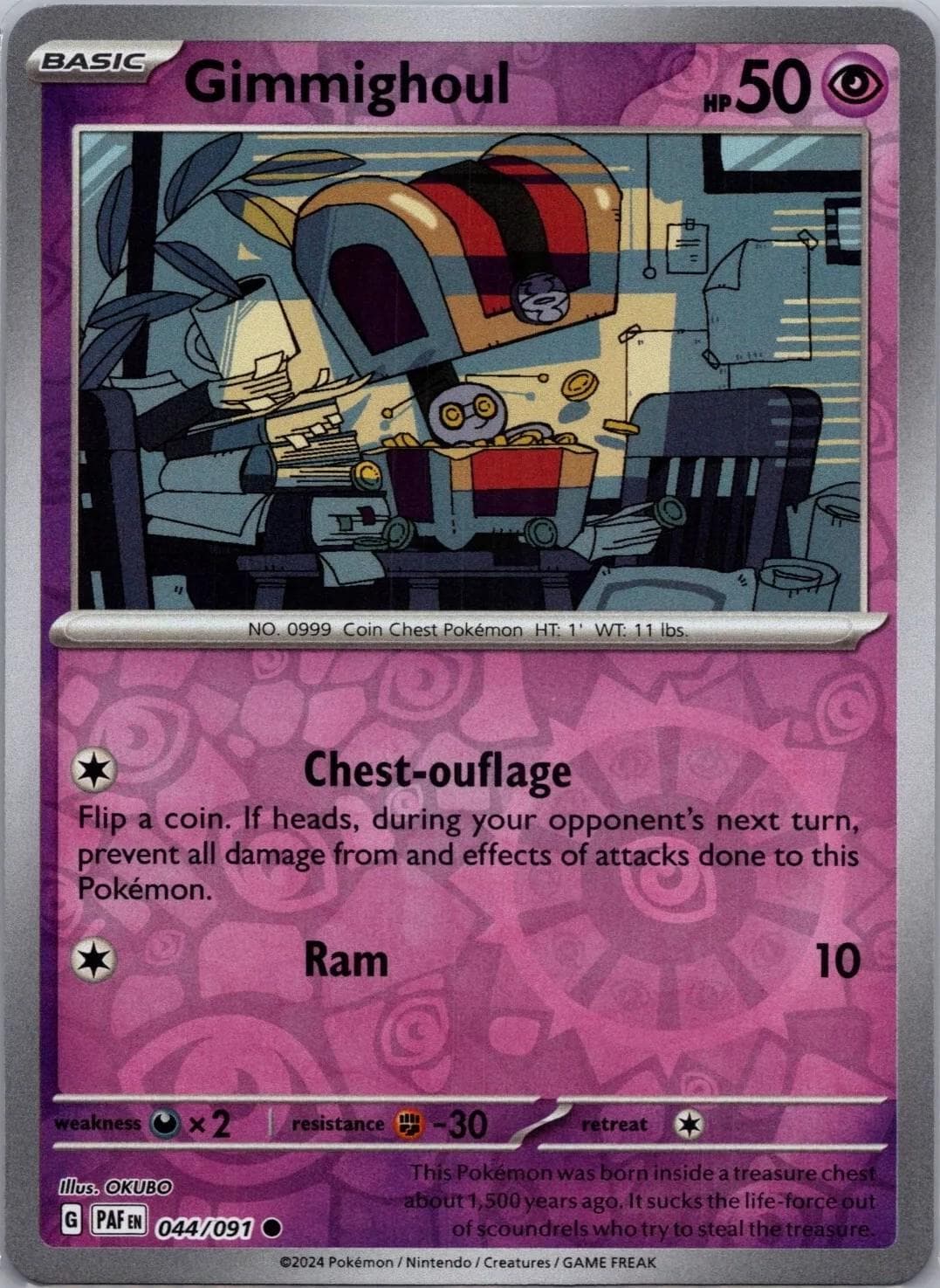 Gimmighoul [Reverse Holo] #44 — Pokemon Paldean Fates