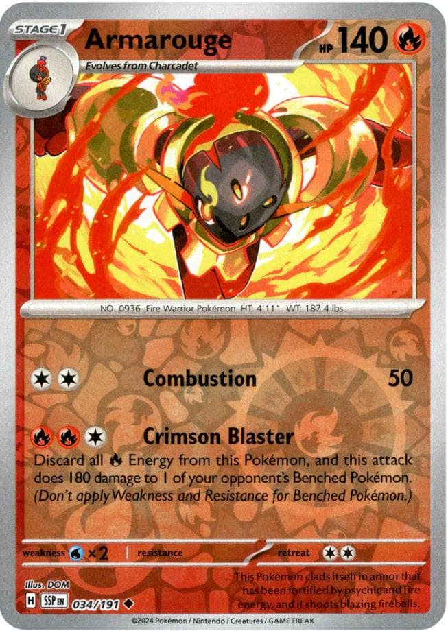 Armarouge [Reverse Holo] #34 — Pokemon Surging Sparks