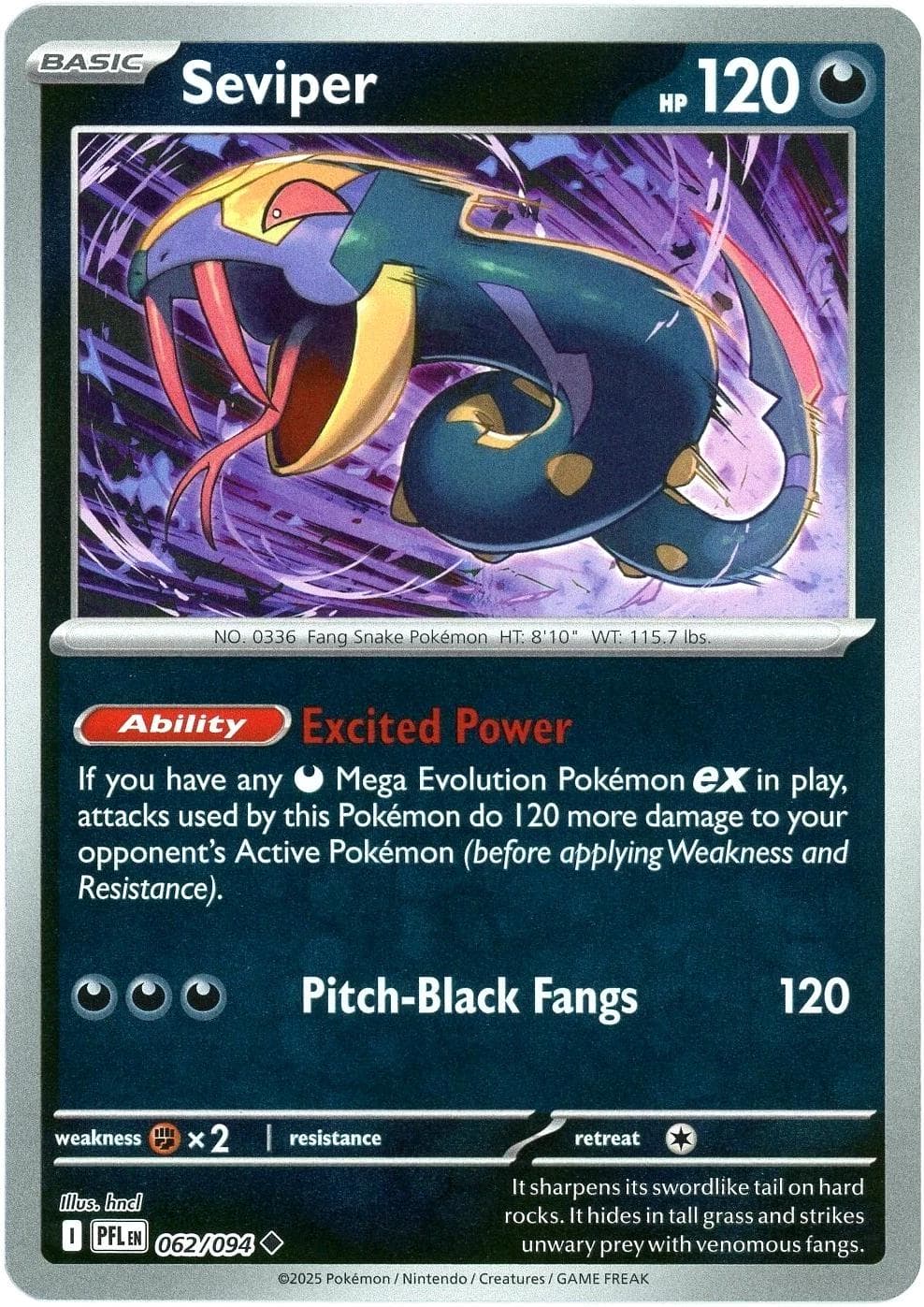 Seviper [Reverse Holo] #62 — Pokemon Phantasmal Flames