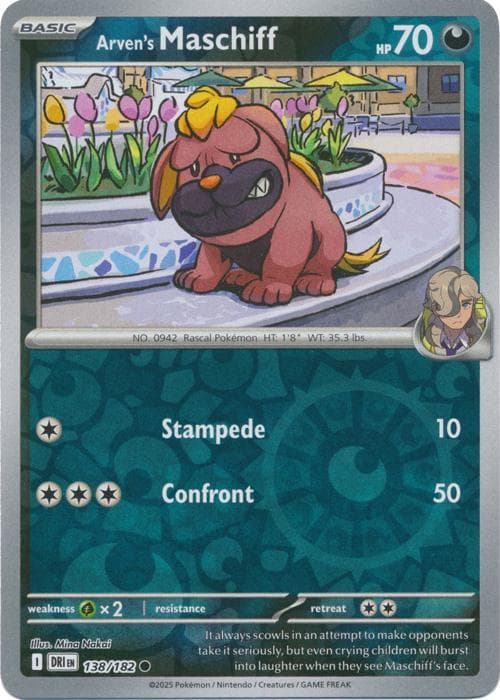 Arven's Maschiff [Reverse Holo] #138 — Pokemon Destined Rivals