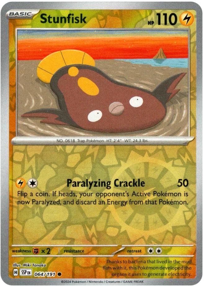 Stunfisk [Reverse Holo] #64 — Pokemon Surging Sparks