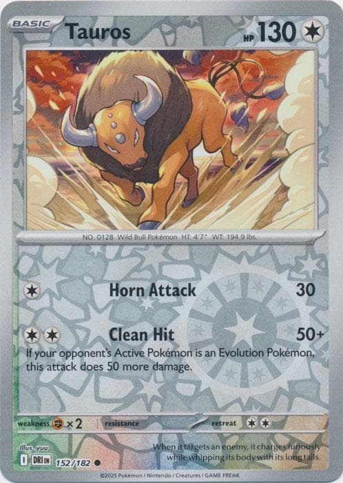 Tauros [Reverse Holo] #152 — Pokemon Destined Rivals