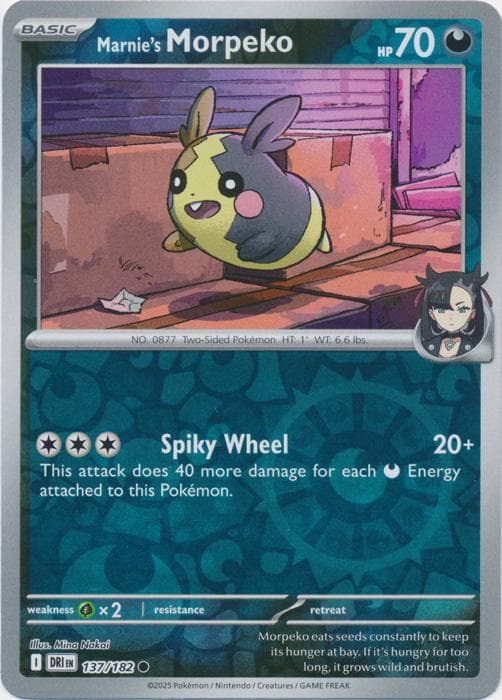 Marnie's Morpeko [Reverse Holo] #137 — Pokemon Destined Rivals