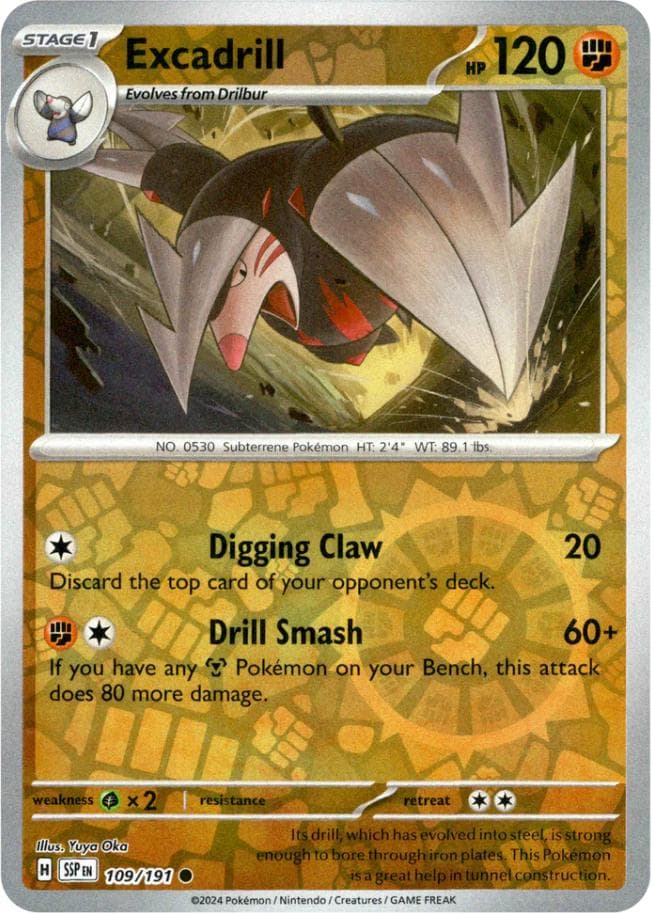 Excadrill [Reverse Holo] #109 — Pokemon Surging Sparks