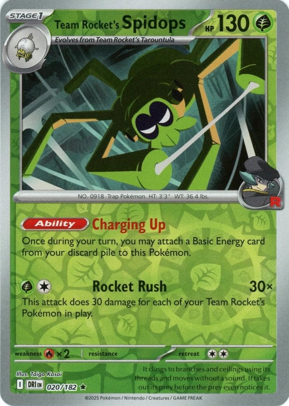 Team Rocket's Spidops [Reverse Holo] #20 — Pokemon Destined Rivals