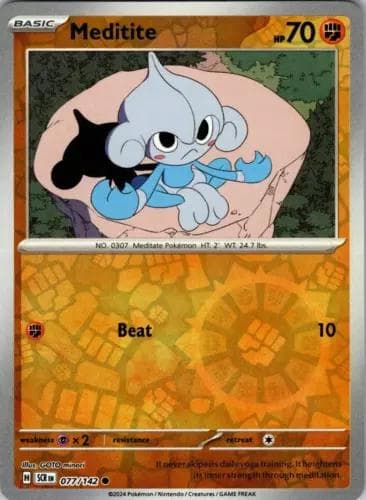 Meditite [Reverse Holo] #77 — Pokemon Stellar Crown