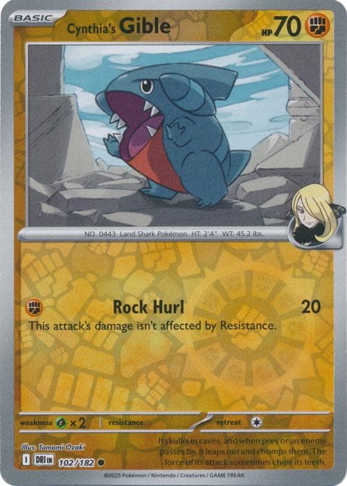 Cynthia's Gible [Reverse Holo] #102 — Pokemon Destined Rivals