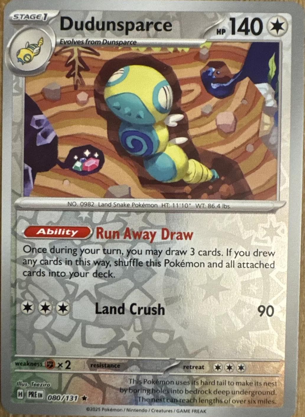 Dudunsparce [Reverse] #80 — Pokemon Prismatic Evolutions