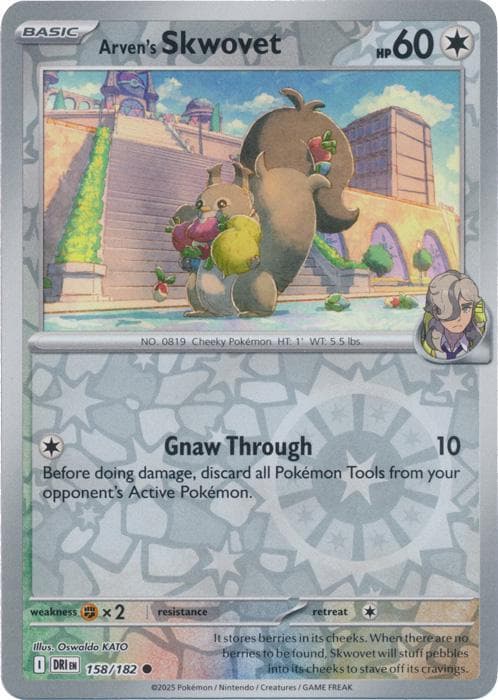 Arven's Skwovet [Reverse Holo] #158 — Pokemon Destined Rivals