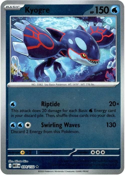 Kyogre [Reverse Holo] #34 — Pokemon Mega Evolution