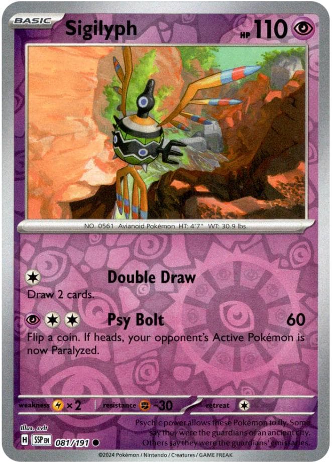 Sigilyph [Reverse Holo] #81 — Pokemon Surging Sparks