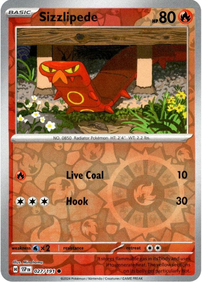 Sizzlipede [Reverse Holo] #27 — Pokemon Surging Sparks