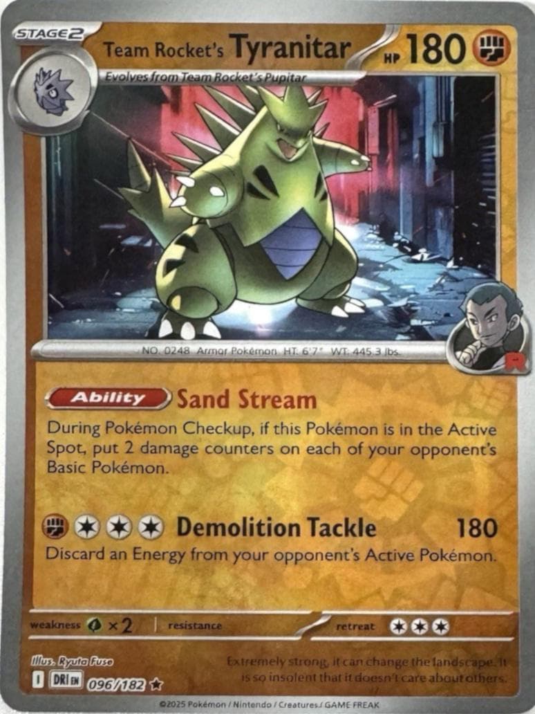 Team Rocket's Tyranitar [Reverse Holo] #96 — Pokemon Destined Rivals