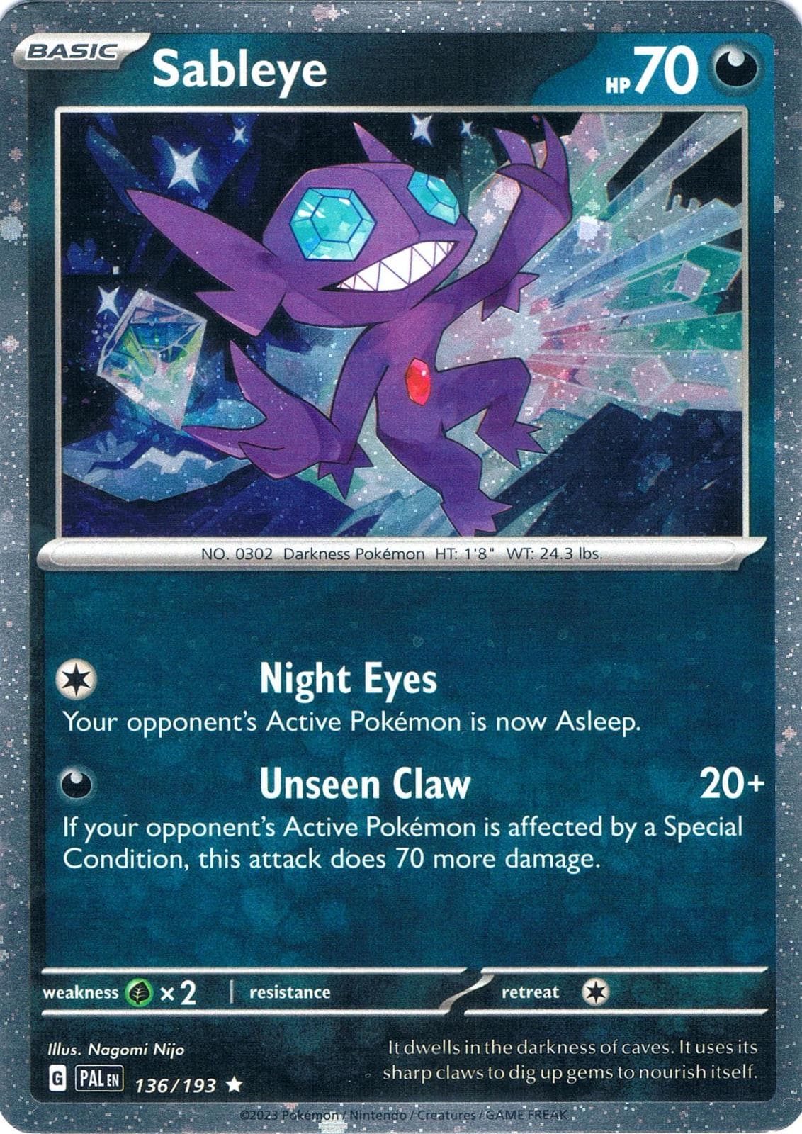 Sableye [Cosmos Holo] #136 — Pokemon Paldea Evolved