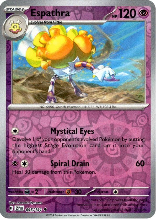 Espathra [Reverse Holo] #95 — Pokemon Surging Sparks