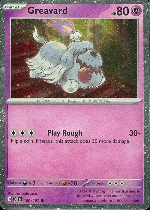Greavard [Cosmos Holo] #100 — Pokemon Obsidian Flames