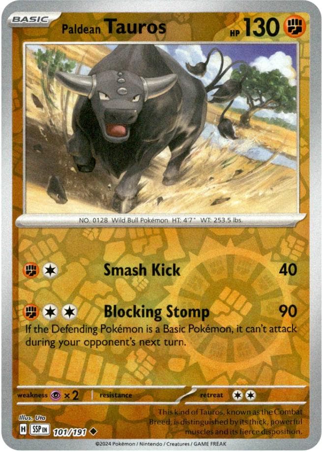 Paldean Tauros [Reverse Holo] #101 — Pokemon Surging Sparks
