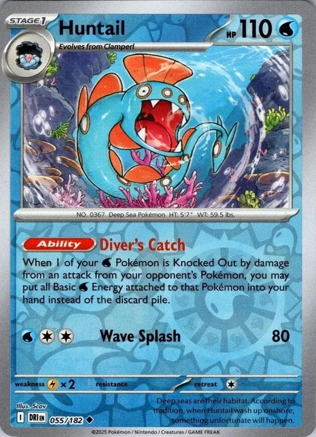 Huntail [Reverse Holo] #55 — Pokemon Destined Rivals