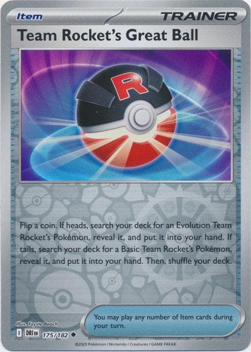 Team Rocket's Great Ball [Reverse Holo] #175 — Pokemon Destined Rivals