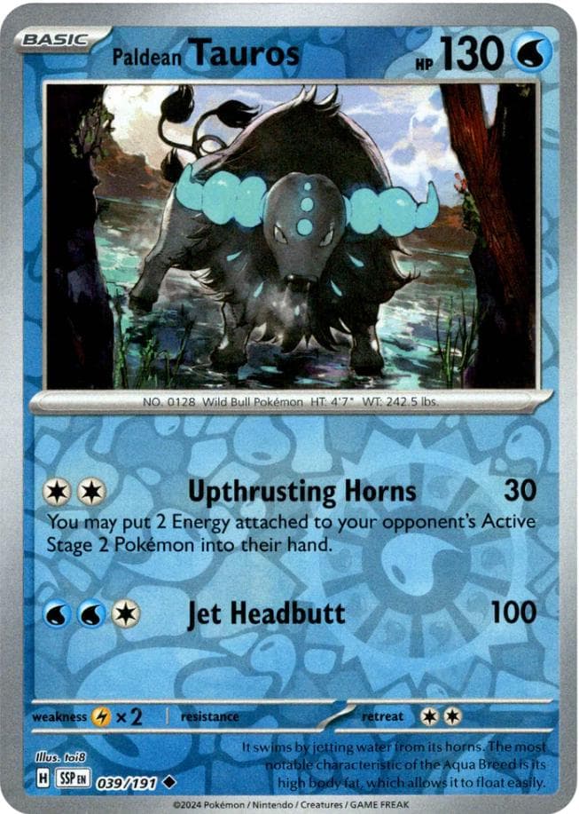 Paldean Tauros [Reverse Holo] #39 — Pokemon Surging Sparks