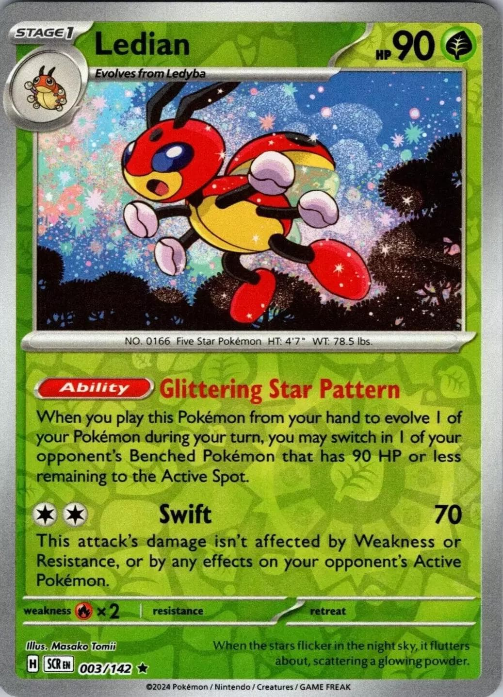 Ledian [Reverse Holo] #3 — Pokemon Stellar Crown