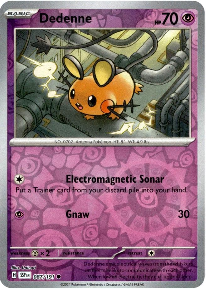 Dedenne [Reverse Holo] #87 — Pokemon Surging Sparks