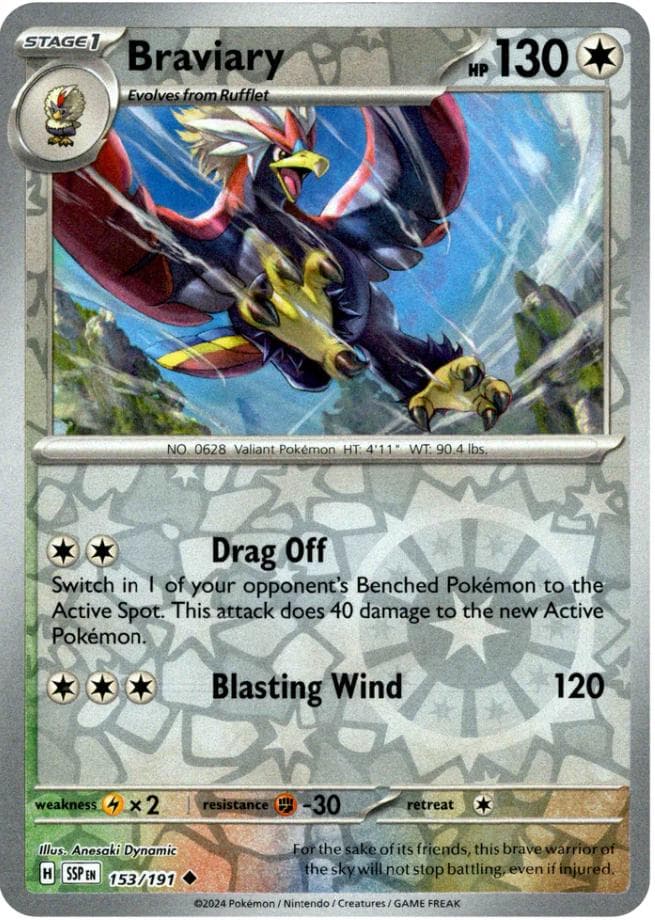 Braviary [Reverse Holo] #153 — Pokemon Surging Sparks