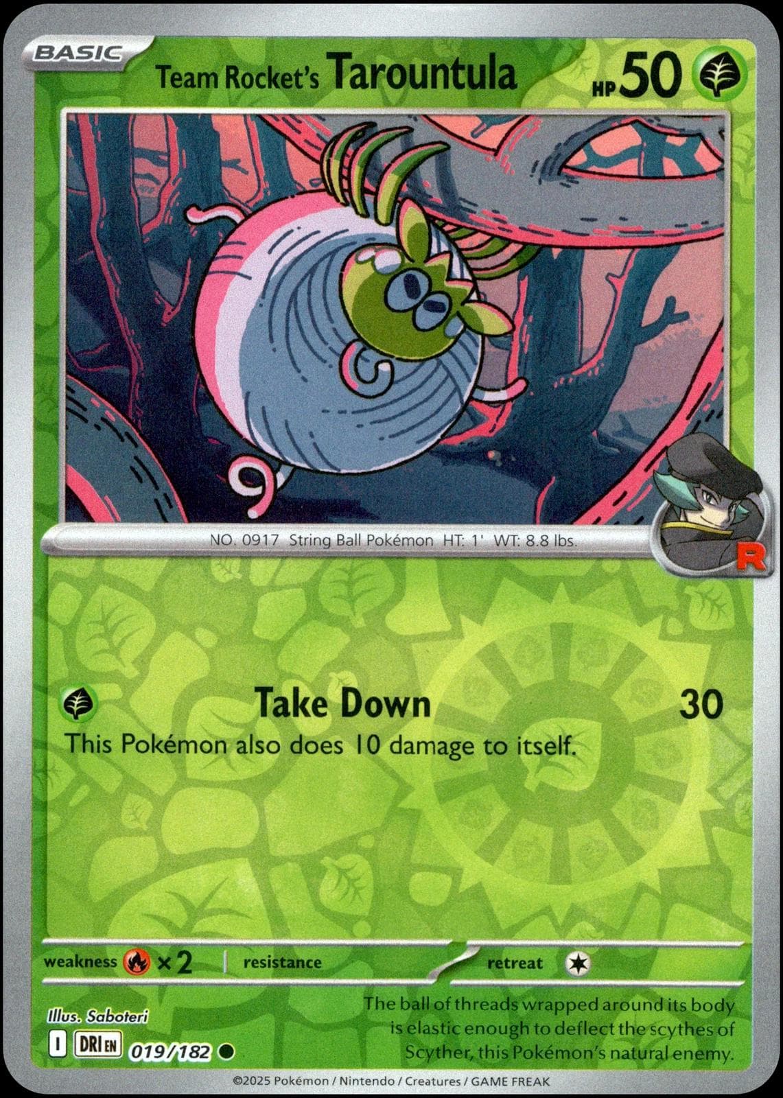 Team Rocket's Tarountula [Reverse Holo] #19 — Pokemon Destined Rivals