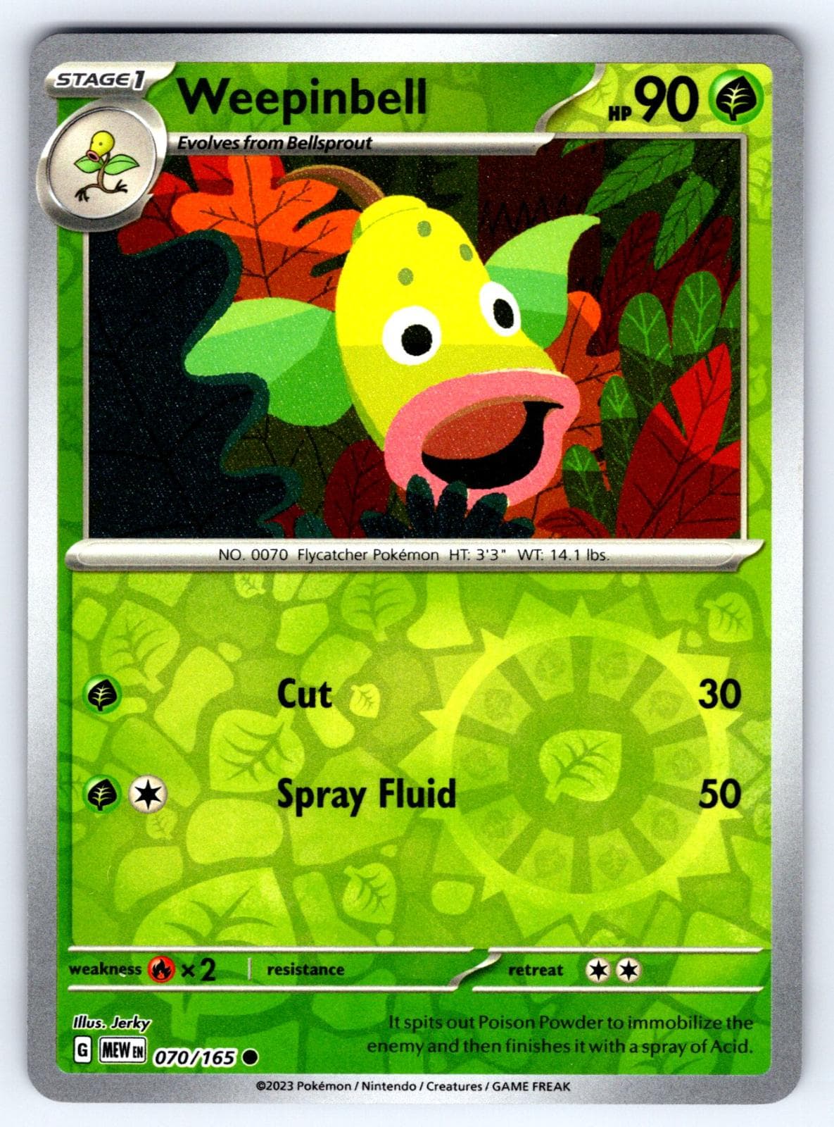 Weepinbell [Reverse Holo] #70 — Pokemon Scarlet & Violet 151