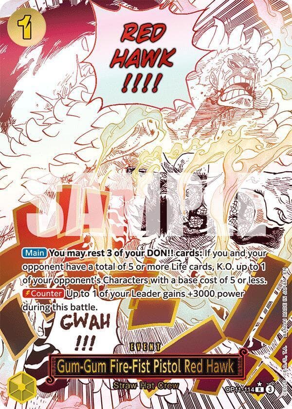 Gum-Gum Fire-Fist Pistol Red Hawk [Alternate Art] OP11-114 — One Piece Fist of Divine Speed