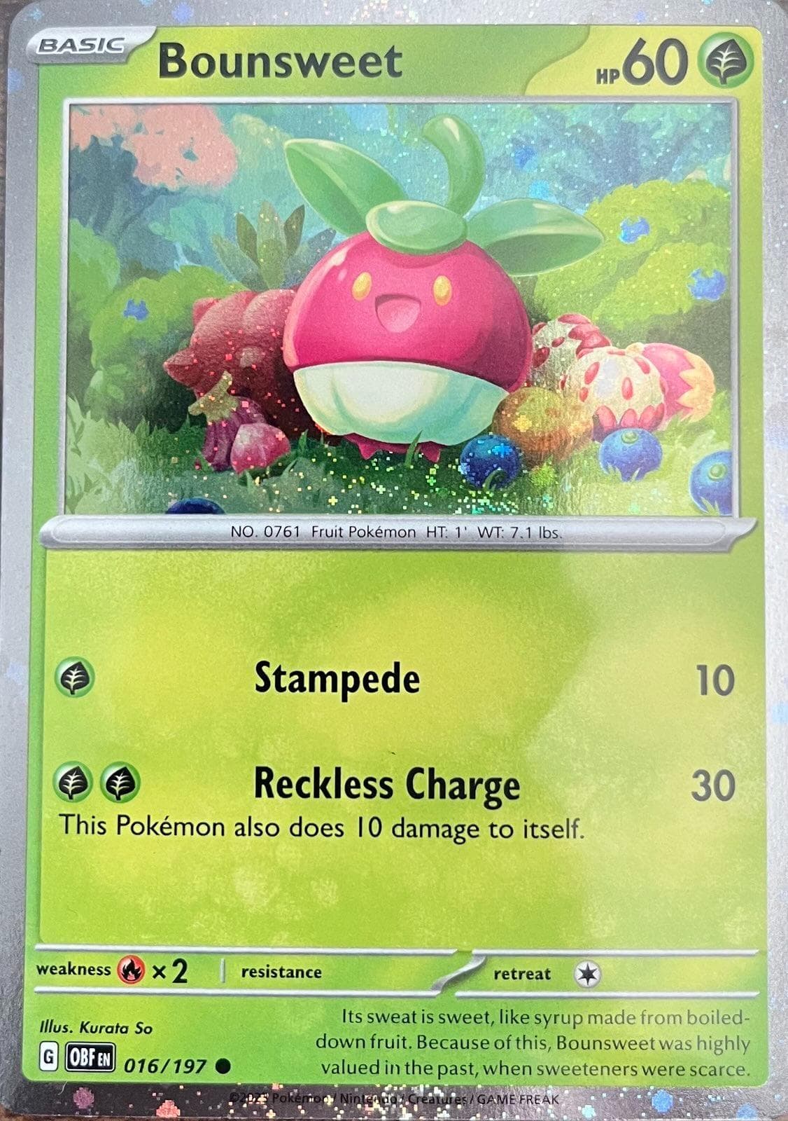 Bounsweet [Cosmos Holo] #16 — Pokemon Obsidian Flames