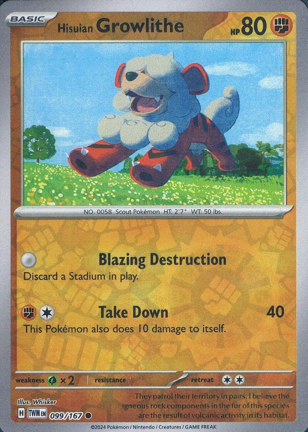 Hisuian Growlithe [Reverse Holo] #99 — Pokemon Twilight Masquerade