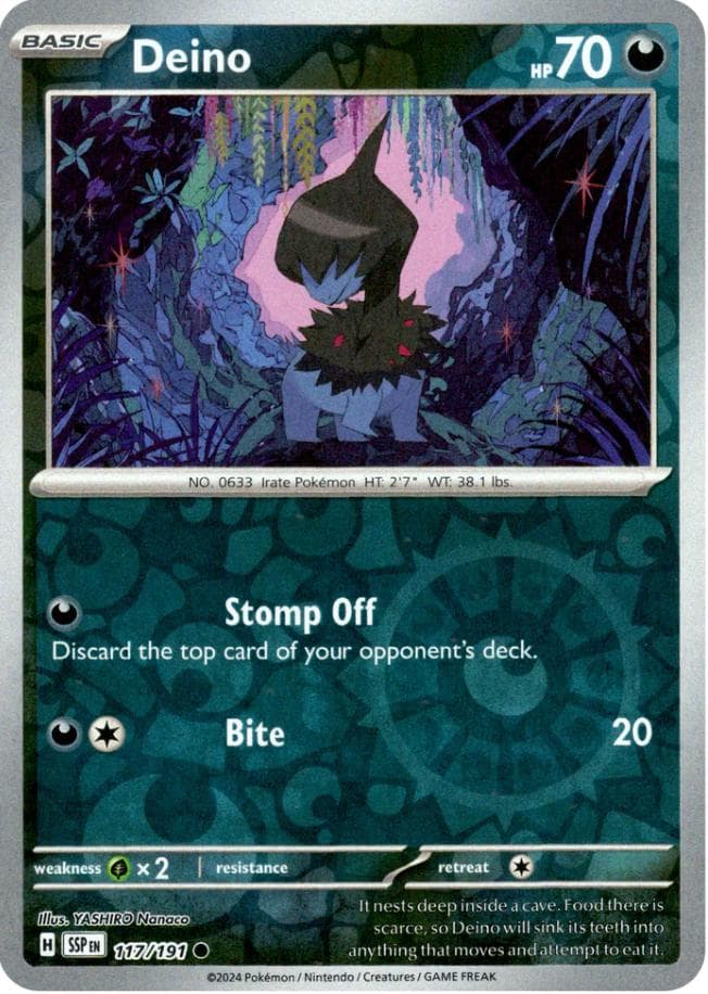 Deino [Reverse Holo] #117 — Pokemon Surging Sparks